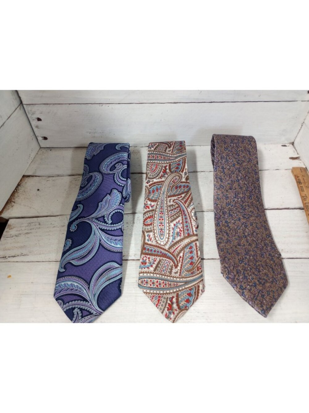 Set Of 3 Men's Silk Neckties Various Paisley Designs
